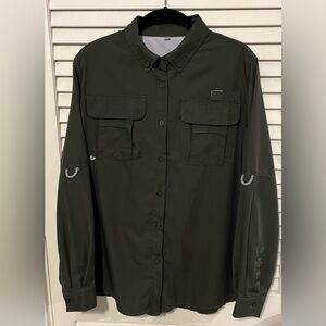 Dark Green Button-Up Safari Shirt